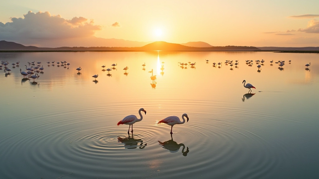 Vistas panorámicas de las salinas de Cabo Rojo al atardecer